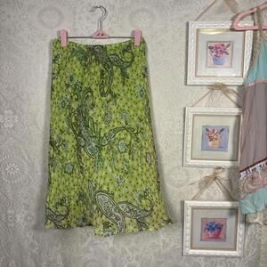 vintage silk fairy core floral midi skirt
